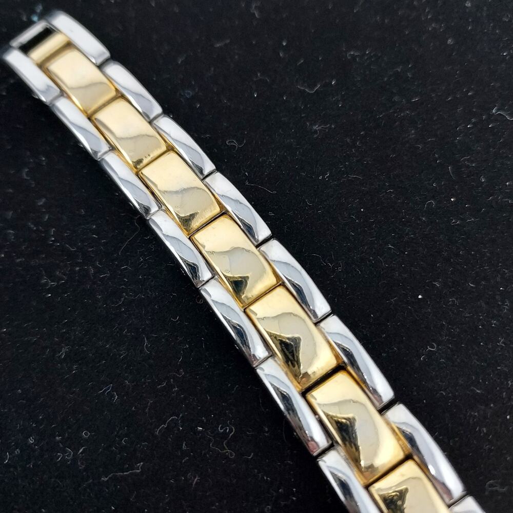 Mixed Gold Silver Tone Classic Link Bracelet Simple Minimal 7"